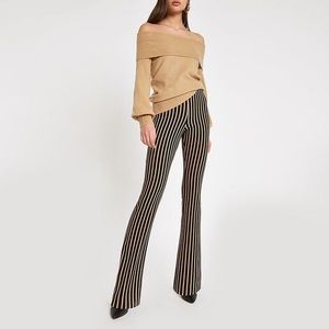 River Island stretch bell bottom striped pants